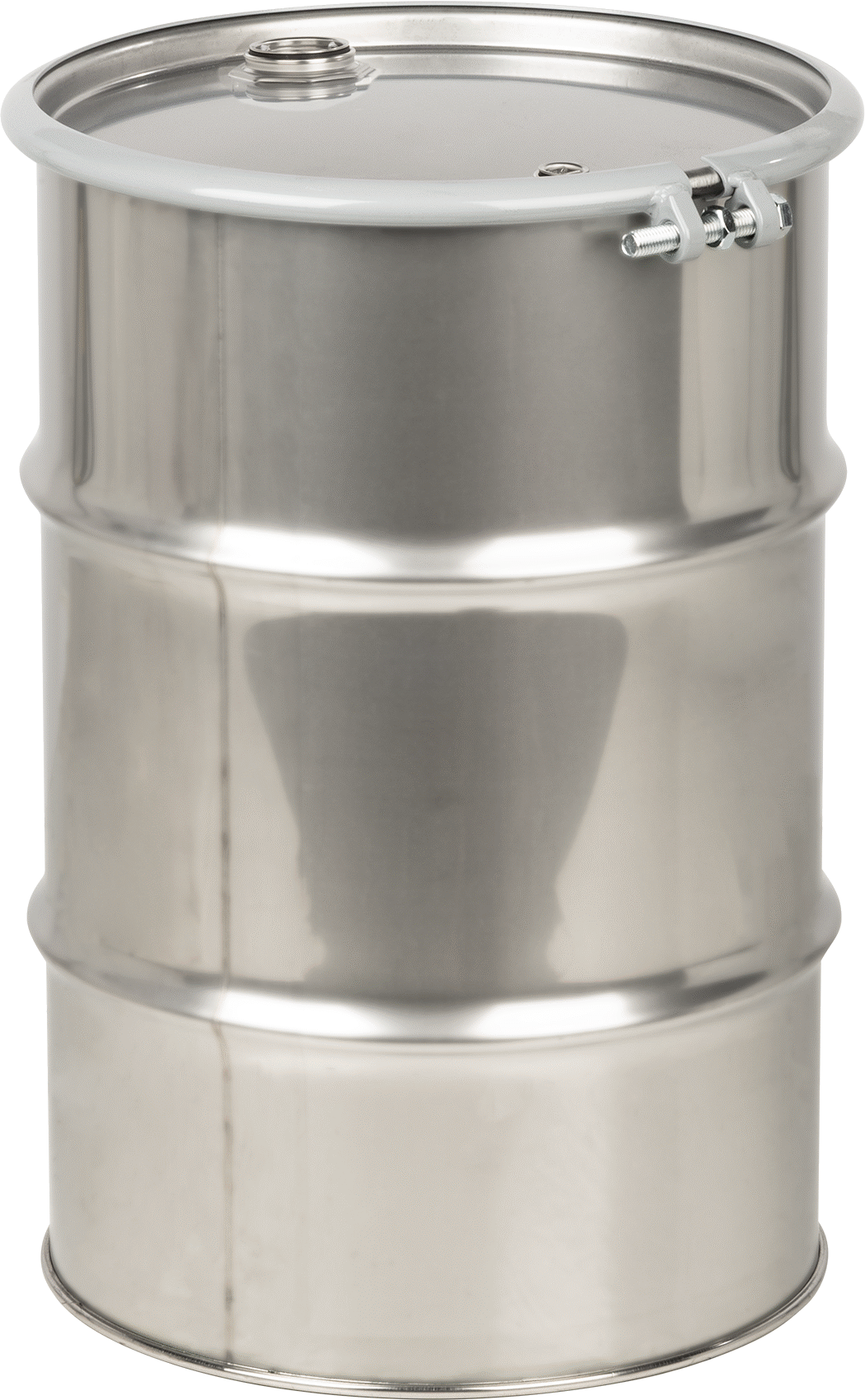 Paslanmaz Çelik Varil, 316 Paslanmaz Çelik, 2 Açıklıklı Halka ve Kapaklı Açık Başlık, 30 Galon — 30 gal., 316 Stainless Steel, Stainless…