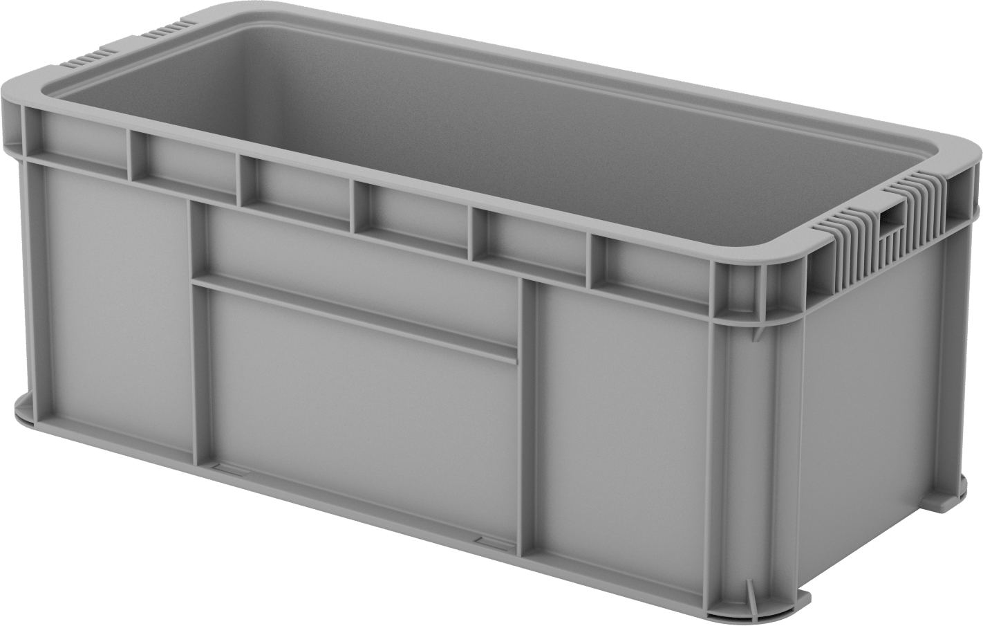 İstiflenebilir Plastik Taşıma Kutusu, 24" x 11" x 9-1/2", Gri — 24", 9 1⁄2", 11"