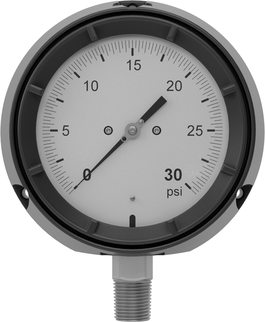 Basınç Test Göstergesi, Tek Ölçek, Sertifikalı, 1/2 NPT Alt Bağlantı, 0-30 PSI