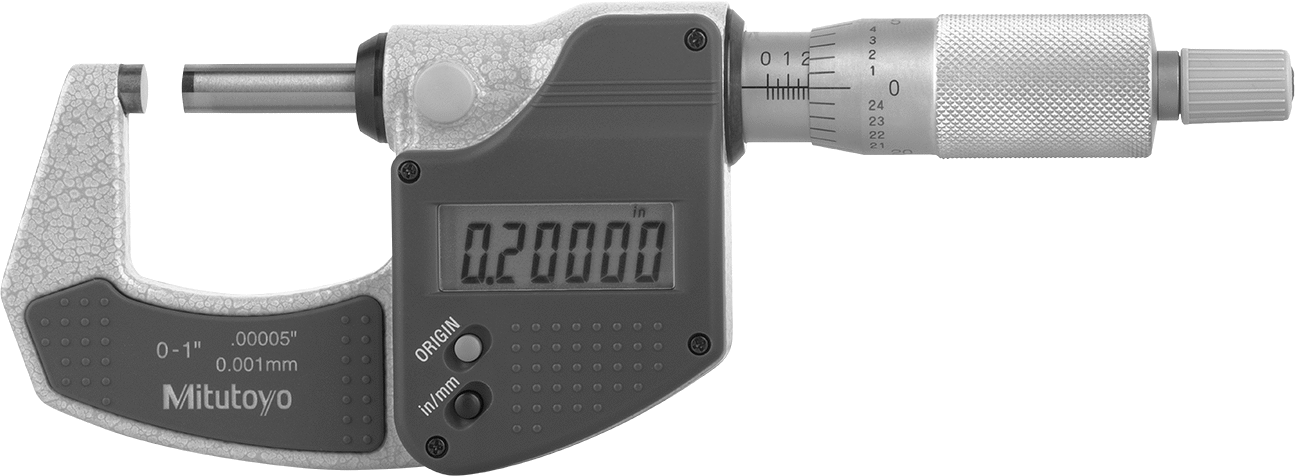 Mitutoyo Elektronik Dış Mikrometre, NIST Sertifikalı ve Cırcırlı Durdurma Yüksüğü, Model 293-831-32 — Dijital, Düz, Cırcır Durağı
