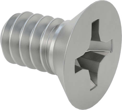 PTFE Kaplı 18-8 Paslanmaz Çelik Phillips Havşa Başlı Vidalar, 6-32 Diş Boyutu, 1/4" Uzunluk