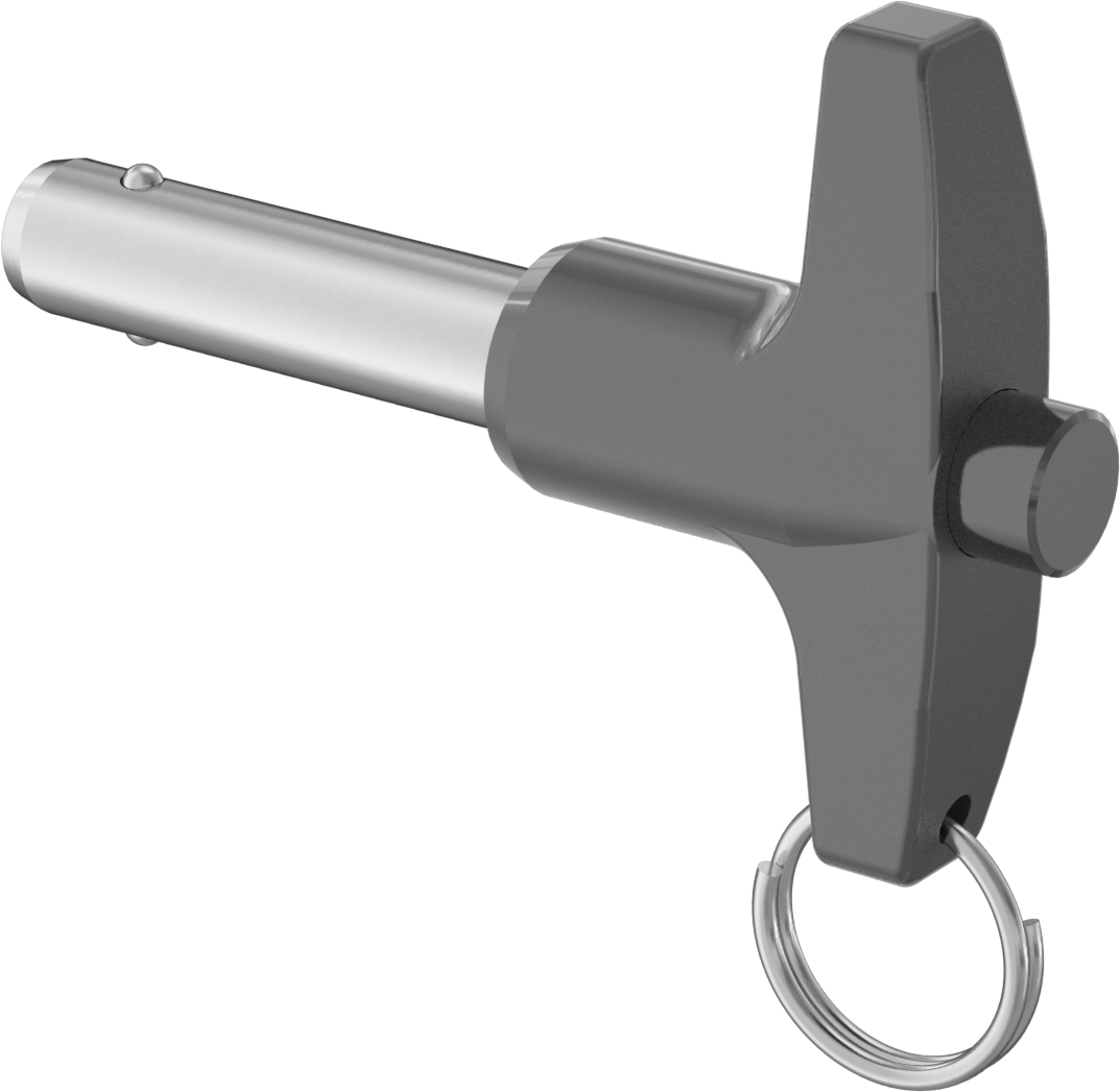 T-Saplı Kilitli Hızlı Açma Pimi, Yarık Halkalı, 10 mm Çap, 30 mm Kullanılabilir Uzunluk