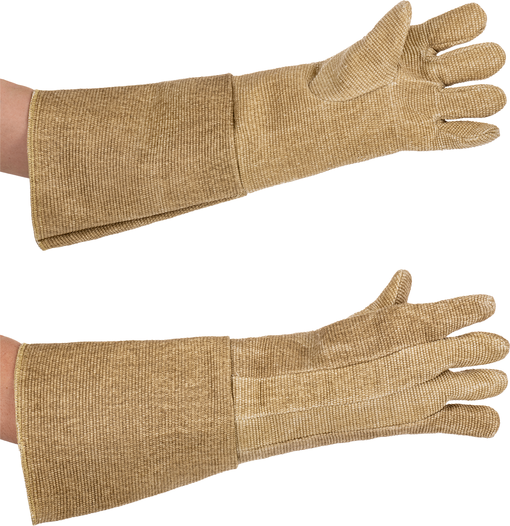 Aşırı Isıya Dayanıklı Kıyafetler, Kollu Zetex Plus Eldivenler, 1800°F Maksimum, 23" Uzunluk — 1,800° F, Arm, Full Hand, Dolaylı