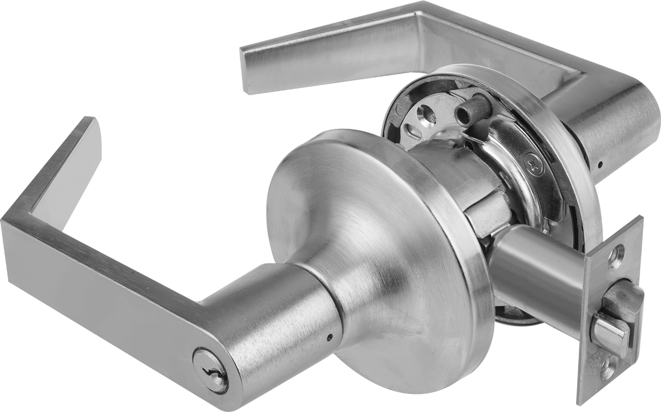 Assa Abloy (Yale) 5400Ln Yoğun Trafik Kapı Kolu, 8 Para Yiv, Anahtar Kilitli, 2-3/4" Boğaz Mesafesi — Kol, Anahtarlı Kilit, Assa Abloy Ac…