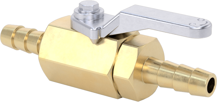 Pirinç Gövdeli Açma/Kapama Vanası, Viton® Conta, 1/4" İç Çaplı Boru için Standart Tırnaklı Bağlantı Parçaları — Pirinç, Hava, Argon, Hely…