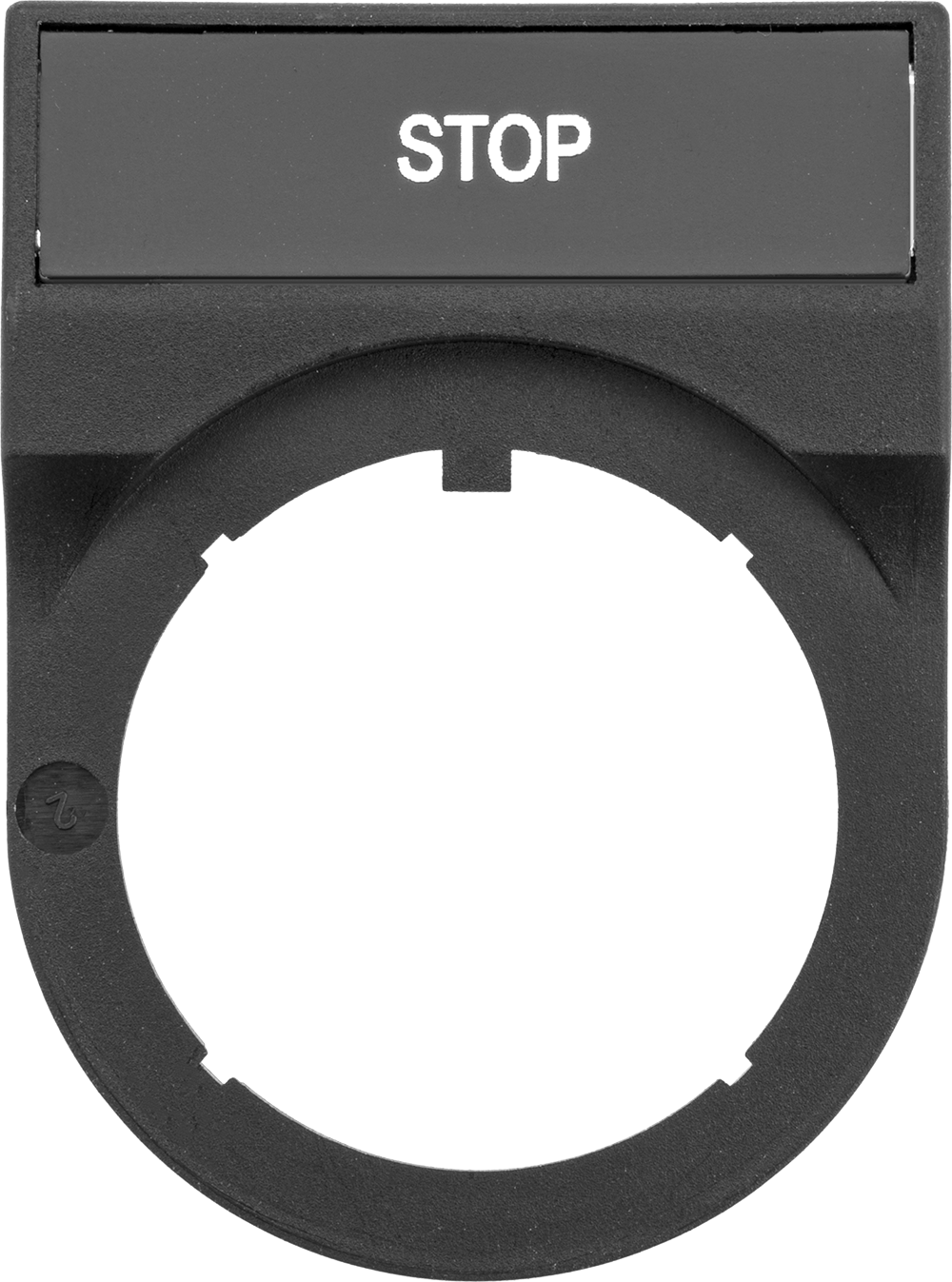 30 mm Panele Monte Anahtar Açıklama Plakası, Kırmızı Ek Parçalı, 1-9/16" Genişlik — Off-On, Stop, 1 3⁄16", 30 mm, Çıkıntı