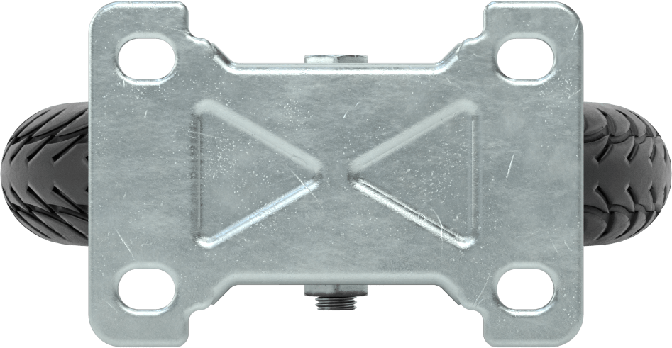 3-3/4" x 2-5/8" Montaj Plakalı Tekerlek, Patlamayan 6 inç Çapında Kauçuk Tekerlekli Sert