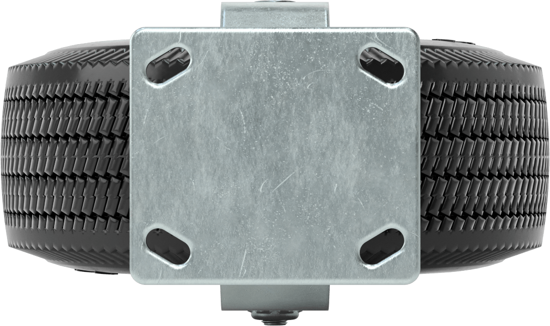 4-1/2" x 4" Plakalı Tekerlek, Sabit, 10" Çapında Siyah Kauçuk Pnömatik Tekerlekli