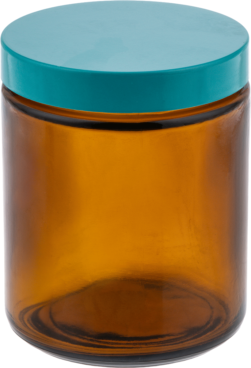 Kehribar Rengi Cam Kavanoz, PTFE Plastik Conta, 8 FL oz/235 ml Kapasite — Glass, Phenolic, Plastic, PTFE, Soda-Lime Glass, 8 fl. oz., 235…