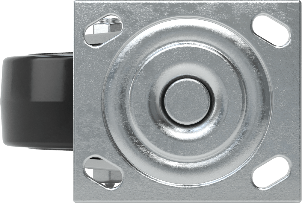 4-1/2" x 4" Montaj Plakalı Samson Tekerlek, 5" Çapında Siyah Kauçuk Tekerlekli Döner, Koruyuculu Rulman