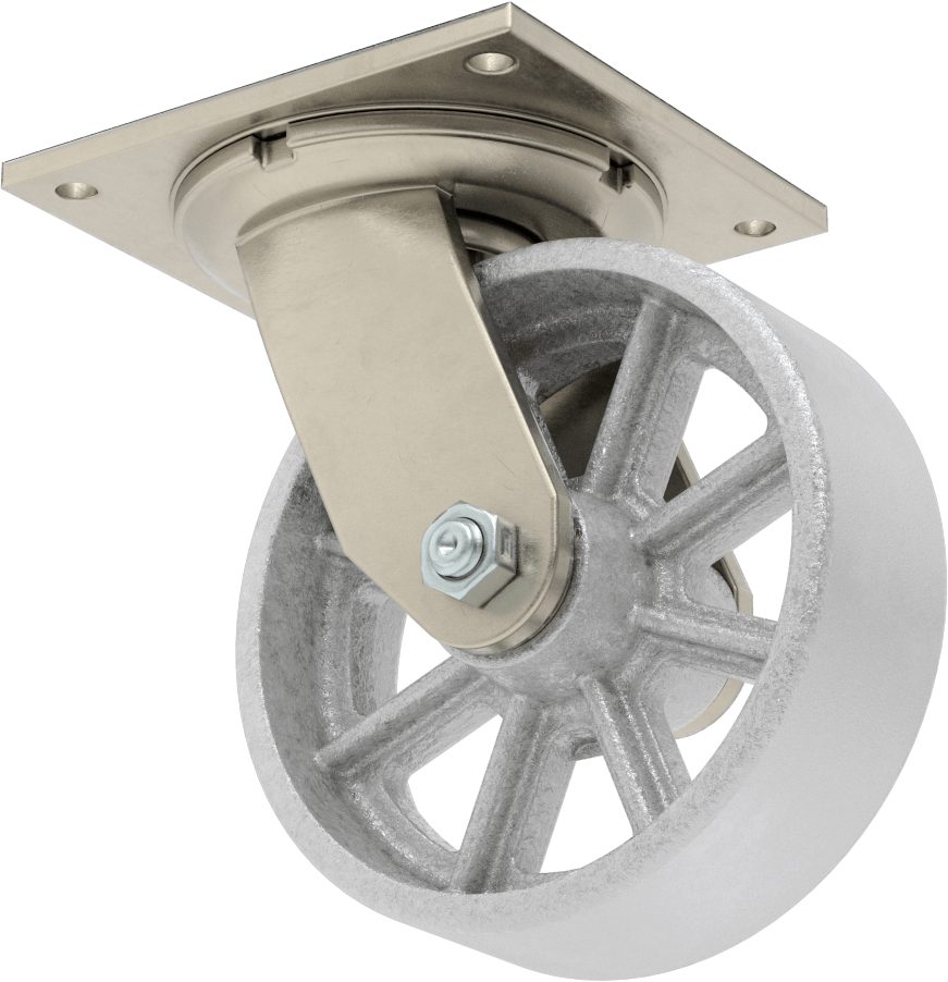 5-1/2" x 5" Plakalı Yüksek Kapasiteli Spartan Tekerlek, Sızdırmaz Rulmanlı ve 6" Çaplı Demir Tekerlekli Döner