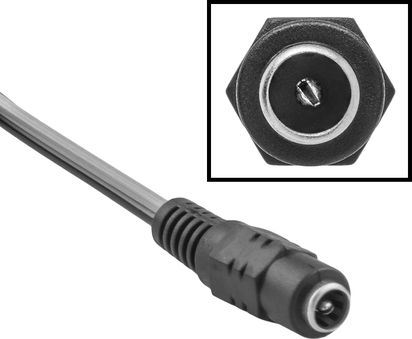 Closeup View of 2.1 mm ID Barrel Connector