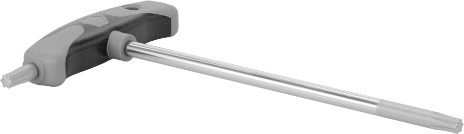 Yüksek Kaldıraçlı Krom Kaplı Çelik T-Kolu Torx Anahtarı, T30 Tahrik Boyutu, 7-1/8" Toplam Uzunluk — Düz, Bireysel, Ultra Grip