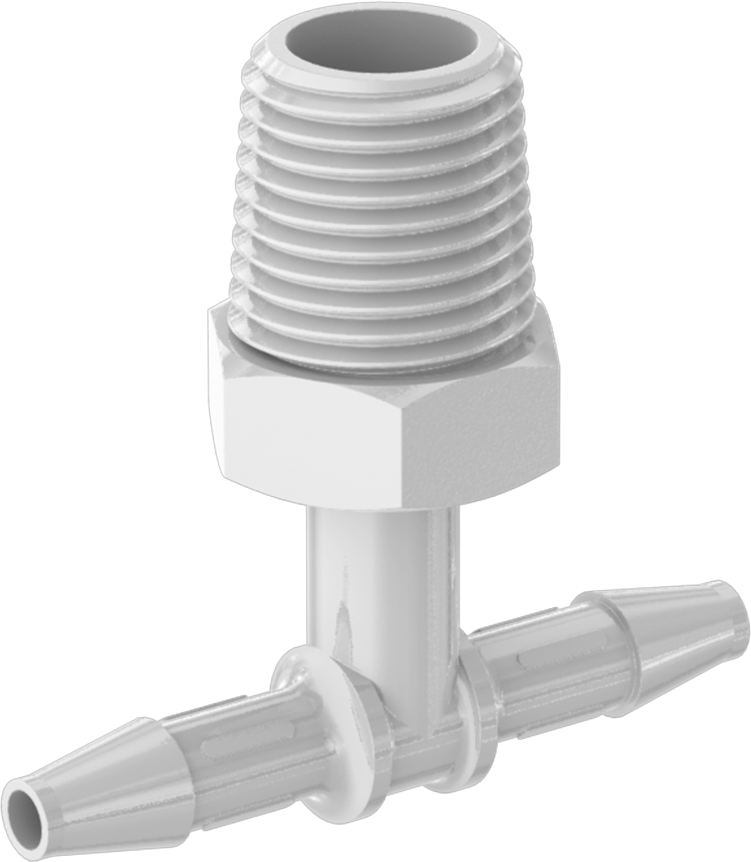 Gıda ve İçecek için Süper Akışlı Tırnaklı Bağlantı Elemanı, 1/8" İç Çaplı Boru x 1/8 NPT Erkek için Plastik T
