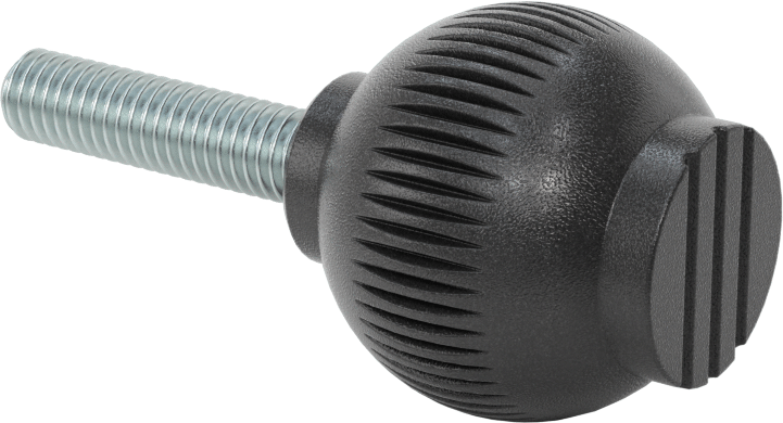 Plastik Yuvarlak Topuz, 3/8"-16 Dişli 1-9/16" Uzunlukta Saplama — 3⁄8"-16, 1 9⁄16", Naylon
