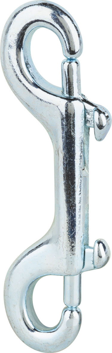 Çift Kayar Cıvata Mandallı Karabina, Çinko Kaplı Demir, 9/32" Açıklık Genişliği, 3-3/8" Kullanılabilir Uzunluk