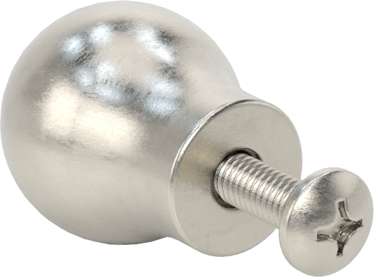 Dişli Delikli Montaj Çekme Düğmesi, Pürüzsüz Tutamak, 20 mm Çap x 20 mm Yüksekliğinde Başlık, 12.5 mm Çaplı Göbek