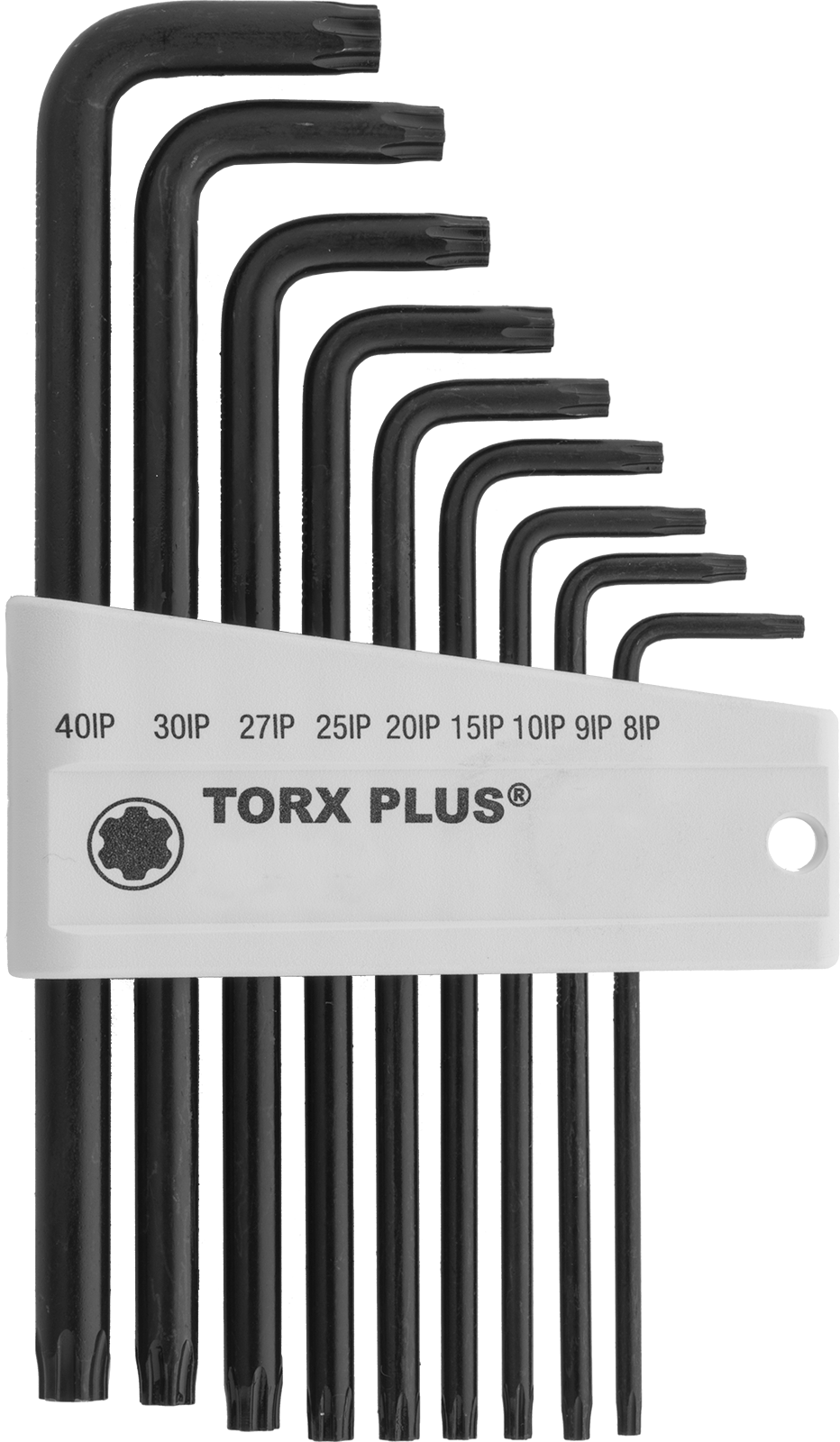 Siyah Oksit Alaşımlı Çelik Torx Plus L Anahtarı, 9 Parça Set, 3-1/16" ila 5-3/16" Toplam Uzunluk — L Anahtarı, 9, Düz