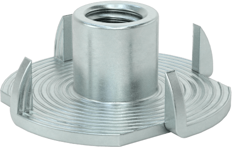 Ahşap için Çinko Kaplı Çelik T-Somun Ek Parçaları, M4 x 0.7 mm Diş Boyutu, 6 mm Takılı Uzunluk