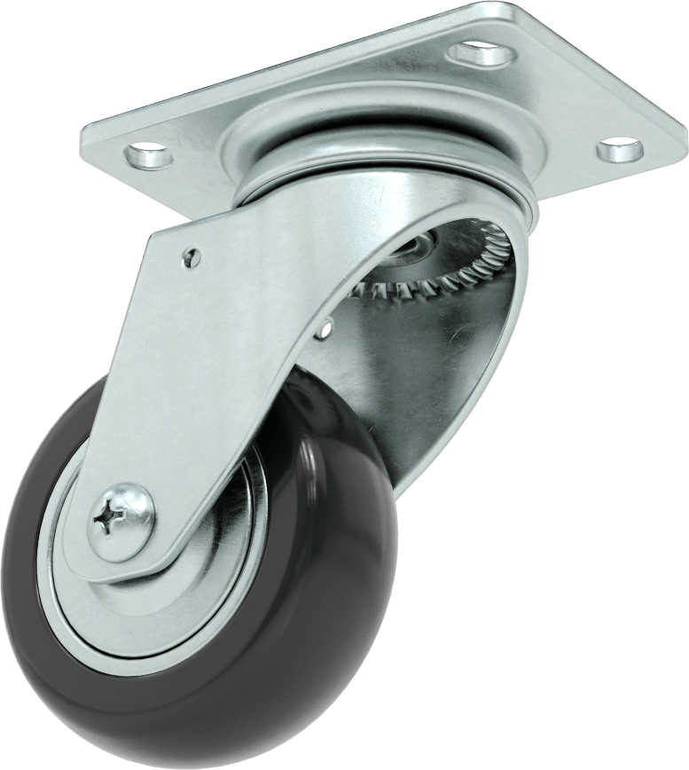 3-3/4" x 2-3/4" Plakalı Statik Kontrol Tekerlek, 3 inç x 1-1/8 inç Siyah Çekirdek Üzerine Kaplanmış Kauçuk Tekerlekli Döner Tekerlek — 4…