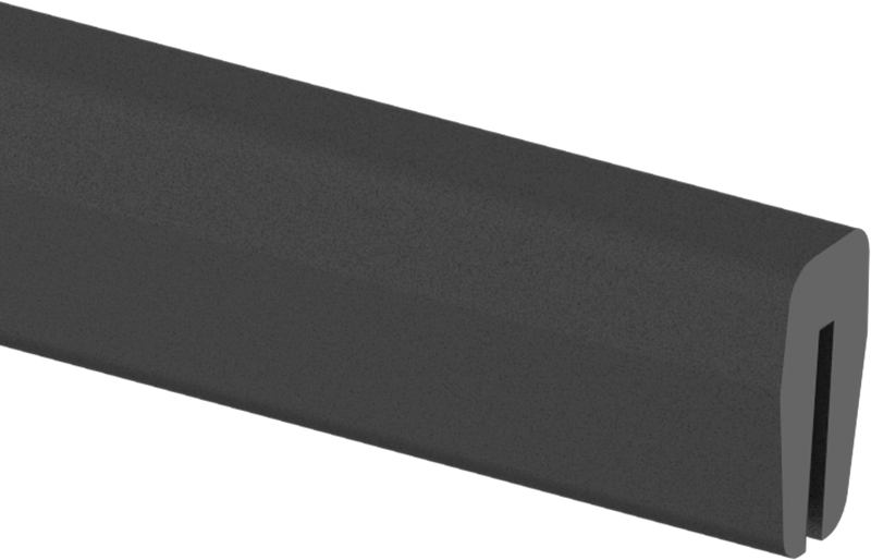 İletken, 1/16" Genişlik x 7/16" İç Yükseklik, 2-1/2 Fit Uzunlukta Kauçuk Kenar Çıtası — 1⁄16", Siyah, 19⁄32"
