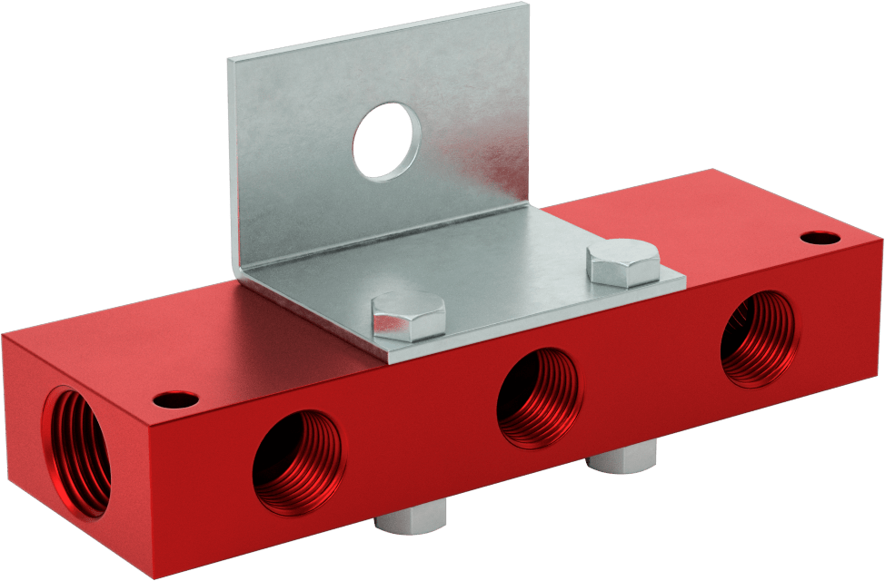 1/2" Snap-Loc Soğutma Suyu Hortumu için Vidalı Manifold — Manifold, Montaj, 1⁄2", Hava, Soğutucu, Kesme Yağı, Su