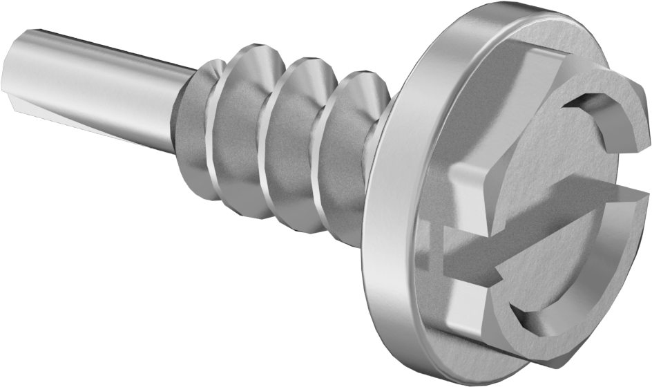 Dış Altıgen/Yivli Başlı Delme Vidaları, Dış Altıgen/Yivli Çinko Kaplamalı Çelik, 4 Numara Boyut, 3/8" Uzunluk — No. 4, 3⁄8", Delme