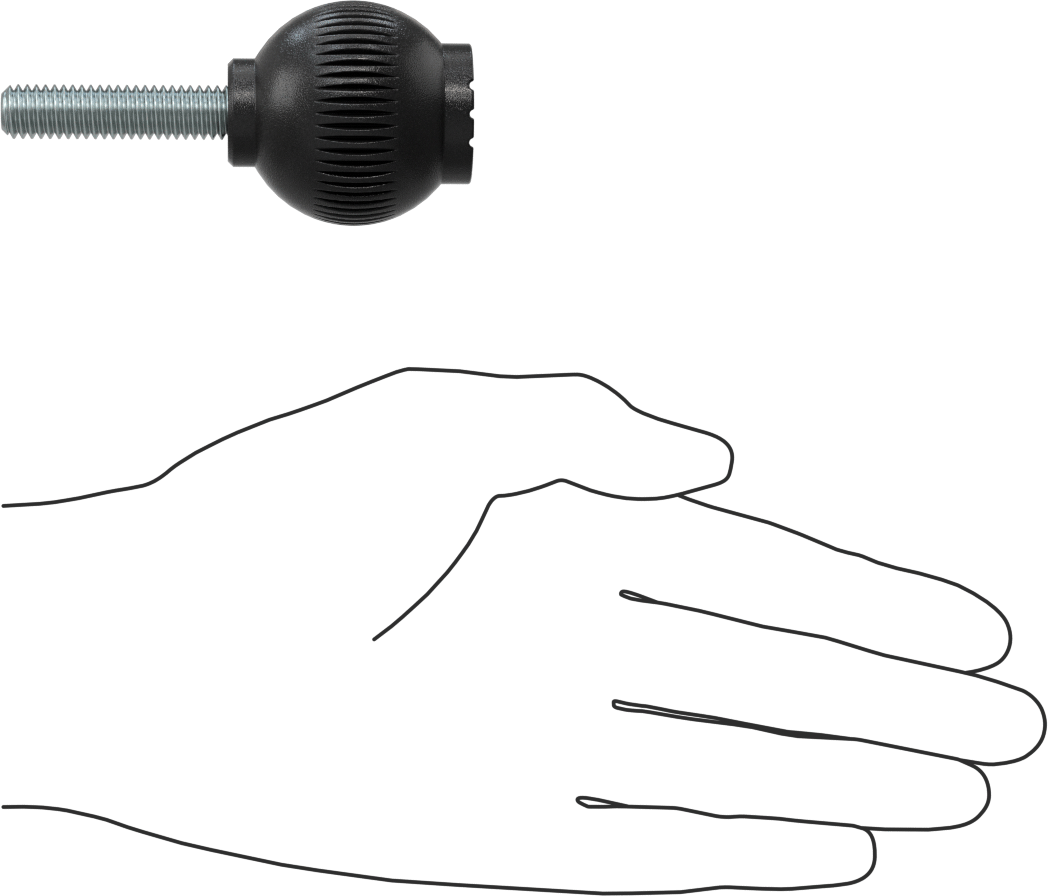 Plastik Yuvarlak Topuz, 3/8"-16 Dişli 1-9/16" Uzunlukta Saplama