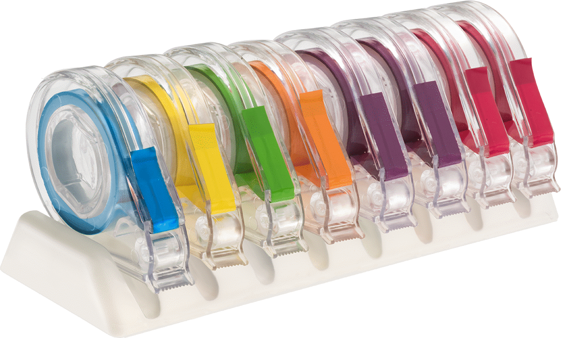 Dağıtıcılı Etiket Bandı, 8 Parça 1/4" Genişlikte Çeşitli Set