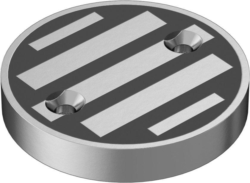 Dişsiz Delikli Kapalı Seramik Mıknatıs, Eloksallı Alüminyum Kutu, 1/2" Kalınlık, 3" Dış Çap — Dişsiz Delik, Disk, Yuvarlak, 3"