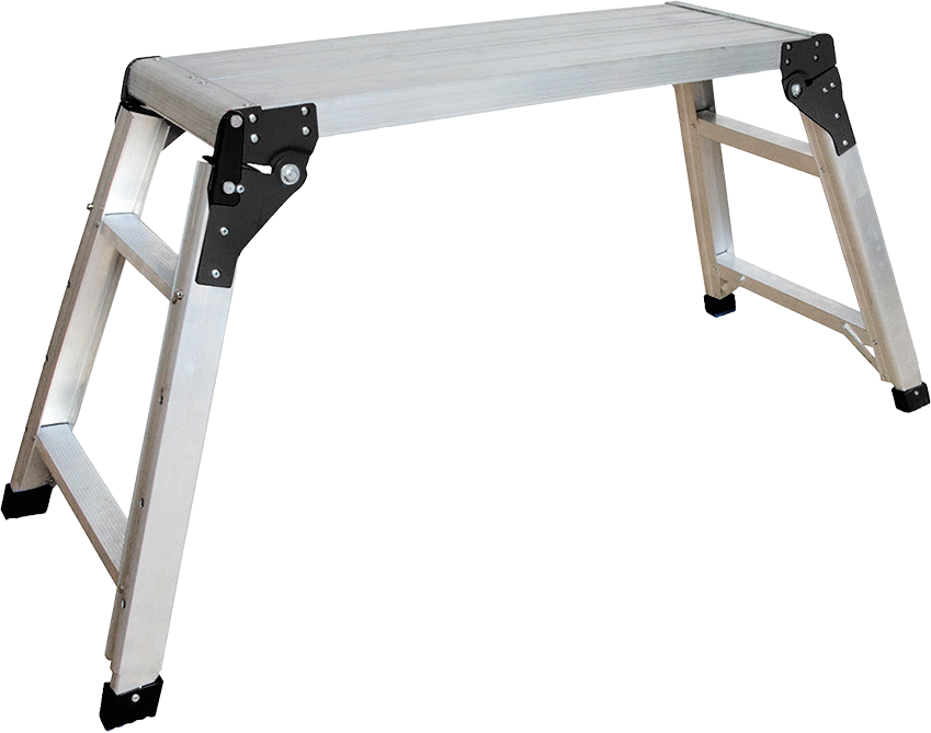 Katlanabilir Çalışma Platformu, 11-3/4" Genişlik x 30-3/4" Derinlik Yivli Alüminyum Üst Basamaklı