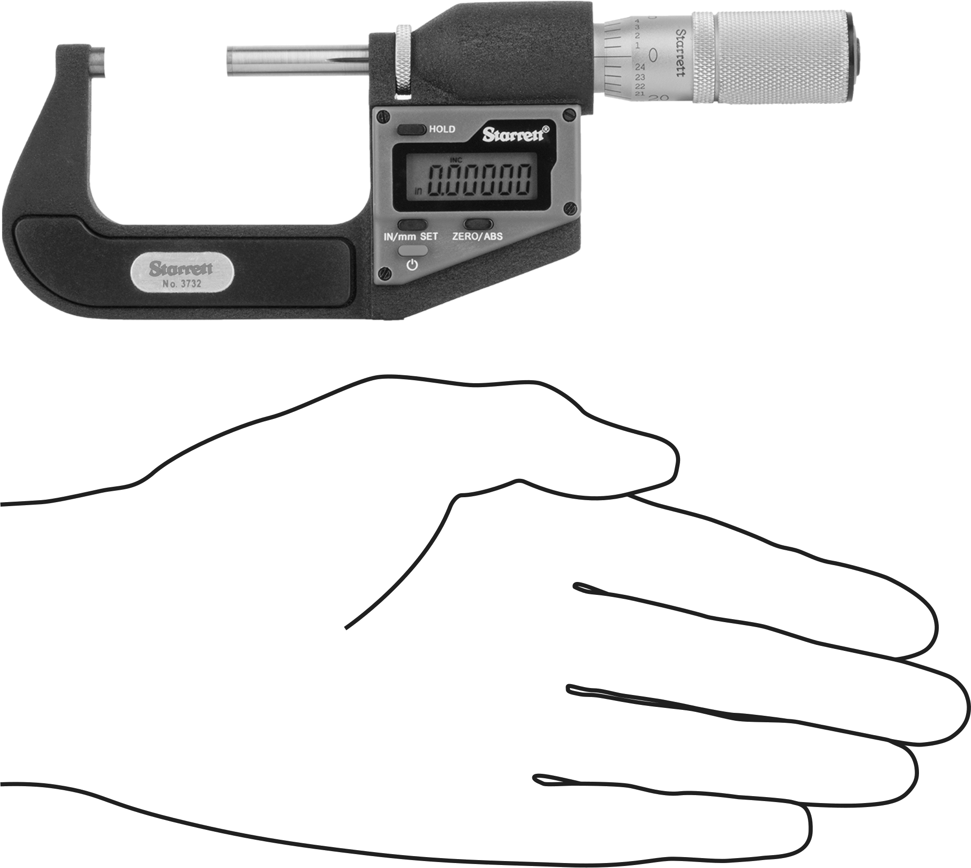Elektronik Dış Mikrometre, Sertifikalı, Starrett 3732.1xfl-2, 1"-2" ve 25.4 mm-50.8 mm