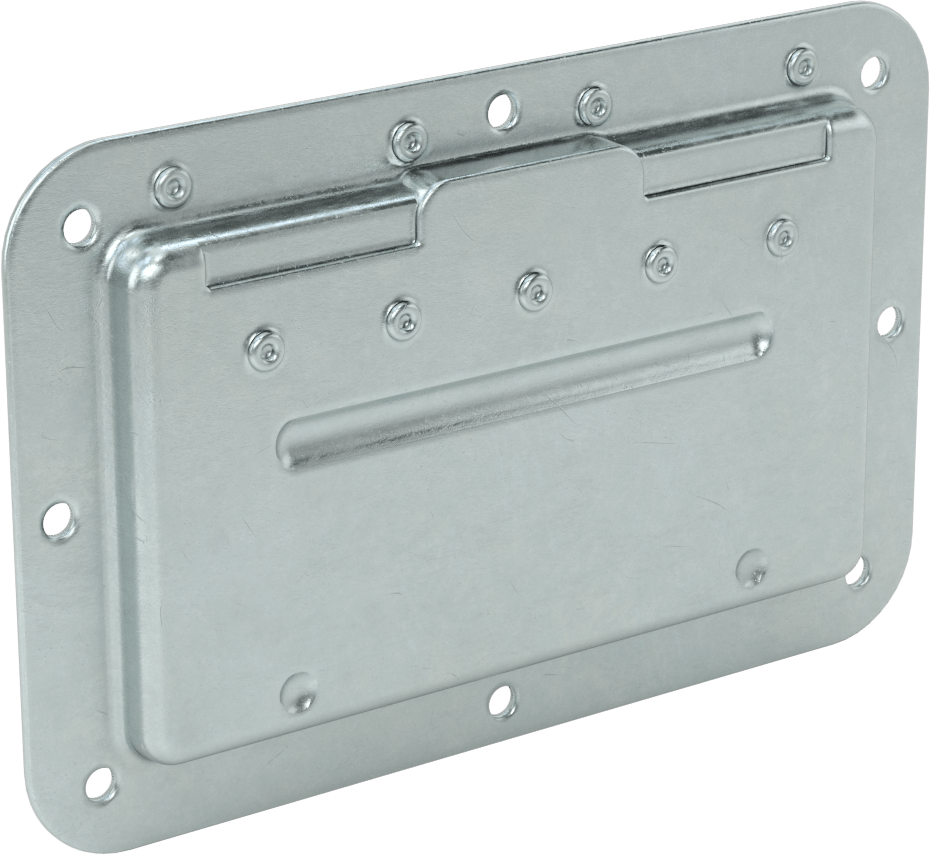 Montaj Plakalı Gömme Katlanır Çekme Kolu, Dişsiz Delikli, Çinko Kaplı Çelik, 2-5/8" Çıkıntı