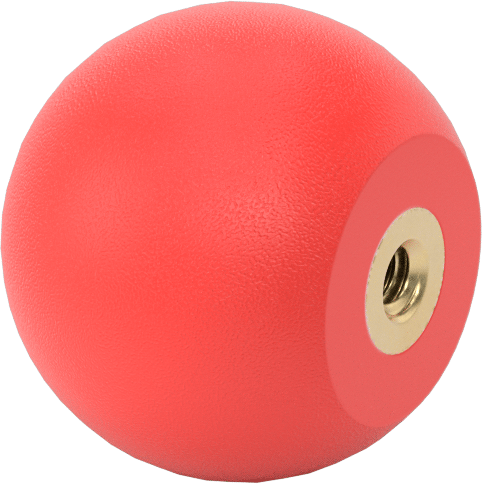 Kırmızı Polipropilen Top Düğme, 10-24 Dişli Delikli, 1-1/4" Baş Çapı — 10-24, Plastic, Polypropylene, 1 1⁄4"