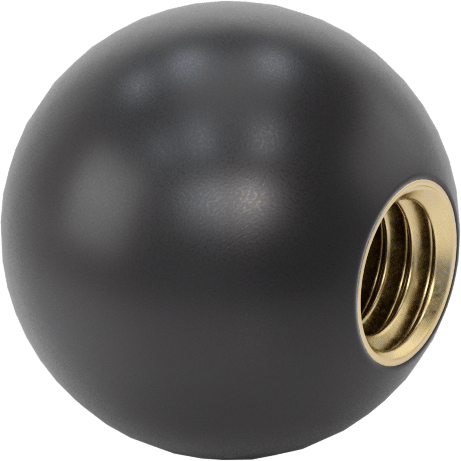 Siyah Polipropilen Top Topuz, 3/8"-16 Dişli 1/2" Derinlikte Delik, 1" Baş Çapı