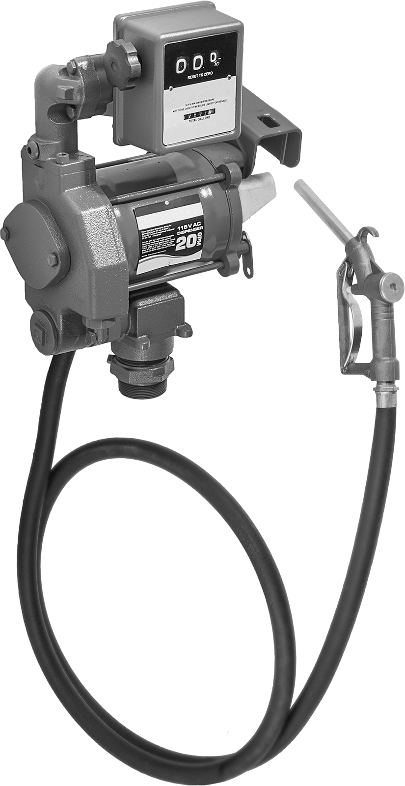 Yakıt için Nozullu Elektrikli Varil Pompası, Sayaçlı, 20 gpm Akış Hızı — 120V AC, Diesel Fuel, Gasoline, Kerosene, Elektrik