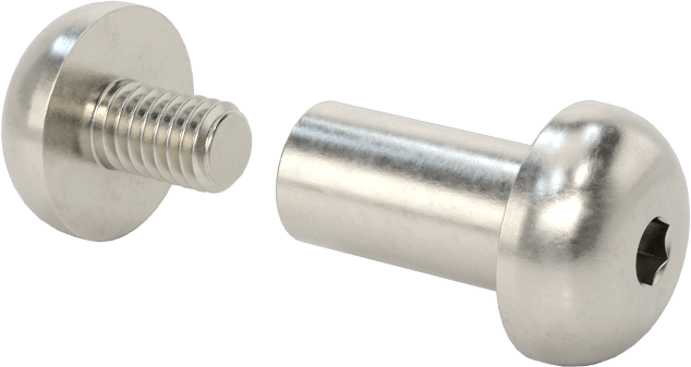 18-8 Paslanmaz Çelik Altıgen Tahrikli Bağlama Silindiri ve Vida, M4 x 0.7 mm Diş, 12 mm ila 14 mm Kalınlık için