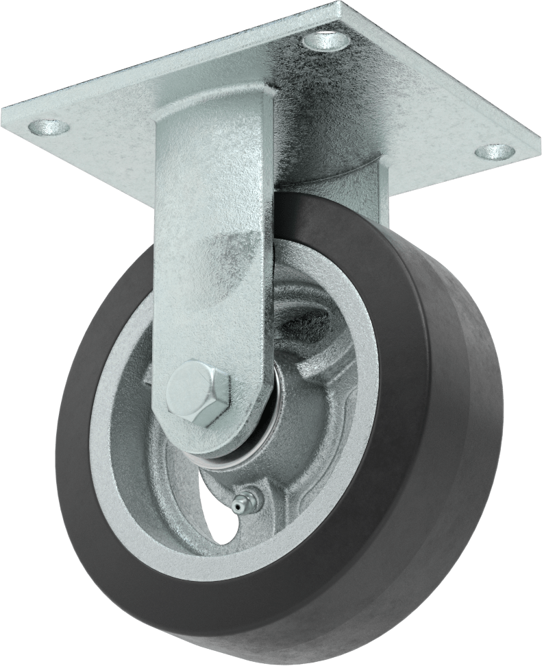5-1/2" x 5" Montaj Plakalı Tekerlek, Samson, 6" Çaplı Siyah Kauçuk Tekerlekli Sert