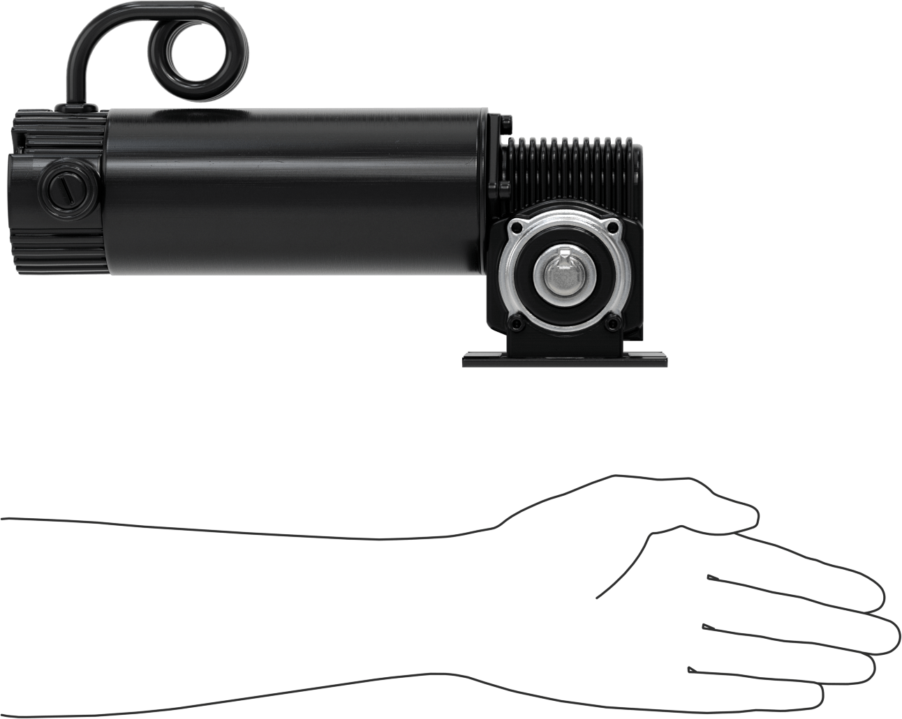 Dik Açılı DC Dişliotor, İçi Boş Gövde/Çıkarılabilir Mil, 1/4hp, 60 rpm@120 in.-lb.