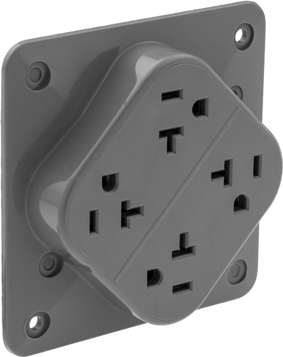 Düz Bıçaklı Konektör, Üç Yuvalı Dörtlü Priz, NEMA 5-20 — 125V AC, Dişi, 20A