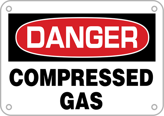 Montaj Delikli Alüminyum Tabela, Tehlike-Sıkıştırılmış Gaz Mesajı
