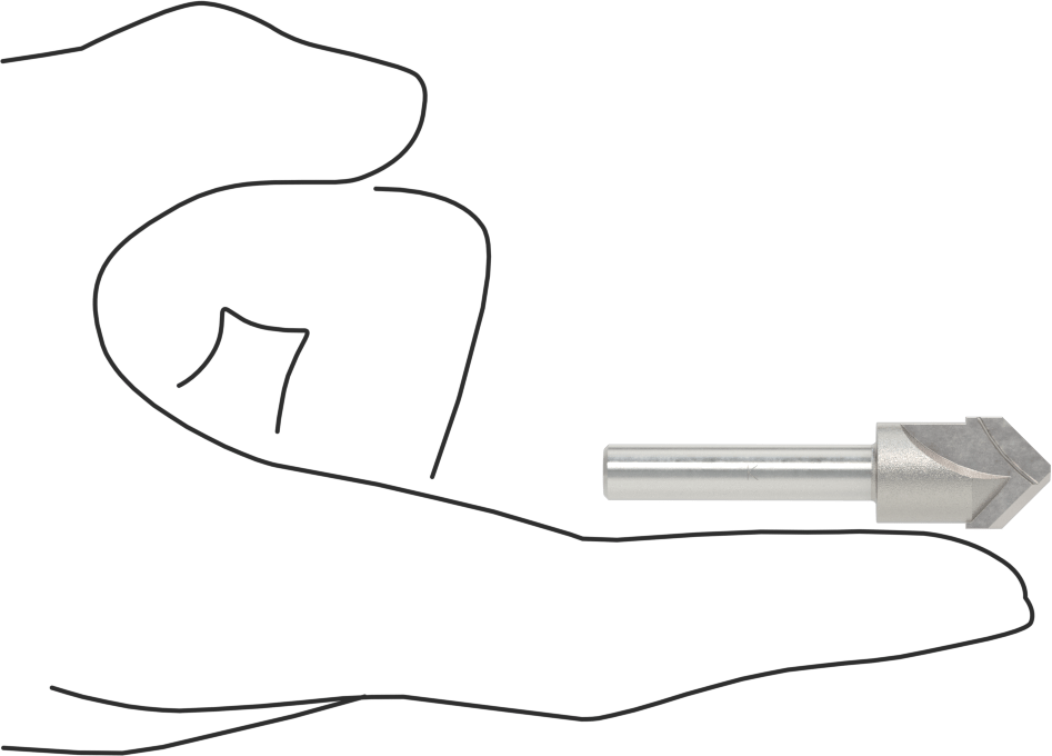 Petek Paneller için Freze Ucu, Köşe Yapımı için, 1/2" Kesme Çapı, 1/2" Şaft Çapı