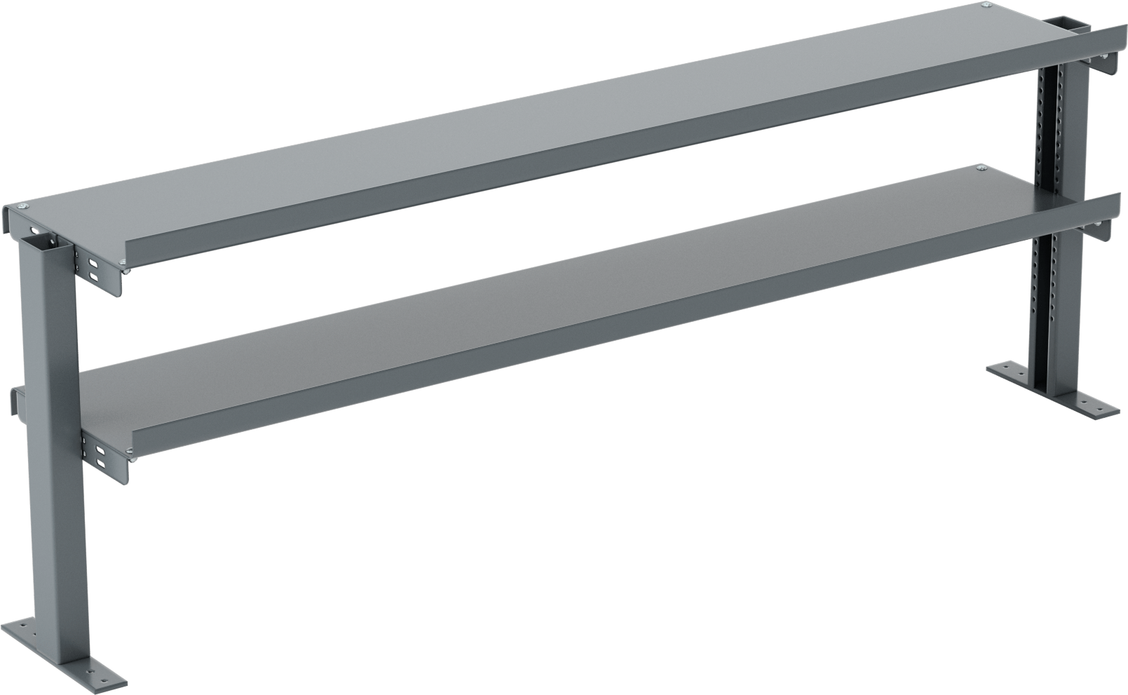 72" Genişlik x, 24" Yükseklik Tezgahlar için 2 Ayarlanabilir Üst Raf