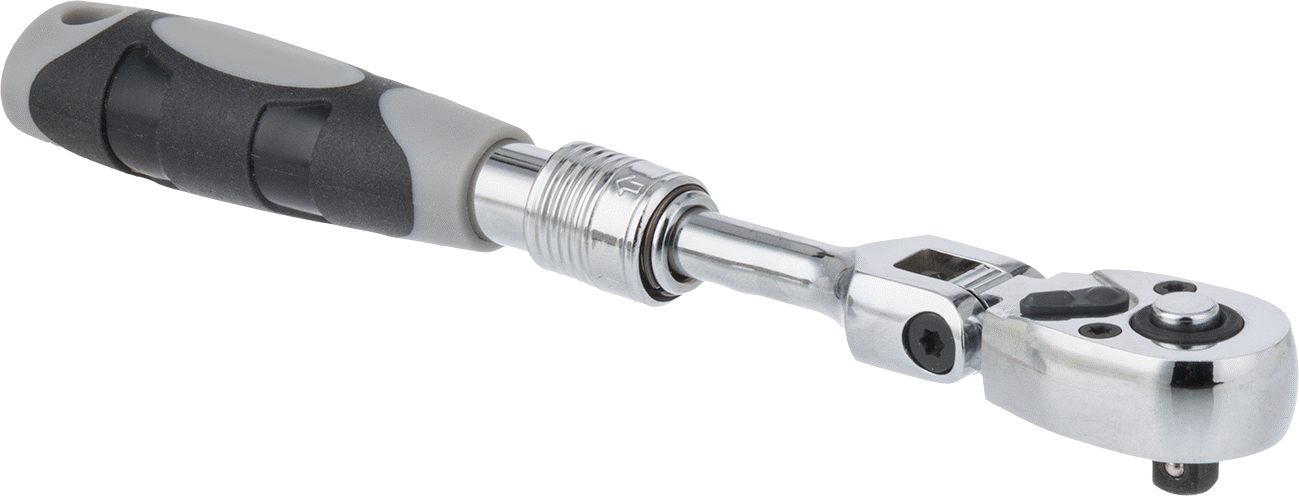 Hızlı Açma Esnek Başlıklı Cırcır Anahtarı, 1/4" Kare Tahrik, 6-3/4" ila -8-3/4" Ayarlanabilir Toplam Uzunluk