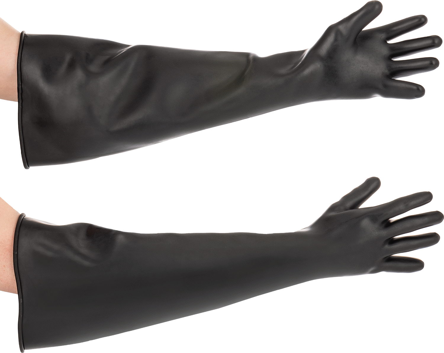 Lateks Kimyasal Dayanıklı Eldivenler, Manşonlu, Lateks Kauçuk, 59 Mil Kalınlık, 1 Çift — Arm, Full Hand, Kimyasal Dirençli, Acid, Alcohol…