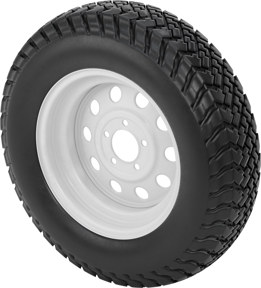 Otoyol Kullanımı için Çelik Göbekli Pnömatik Römork Tekerleği, 5 Montaj Deliği, 27-1/4" Çap x 7-5/8" Genişlik — 27 1⁄4", ST205/75D15, 5