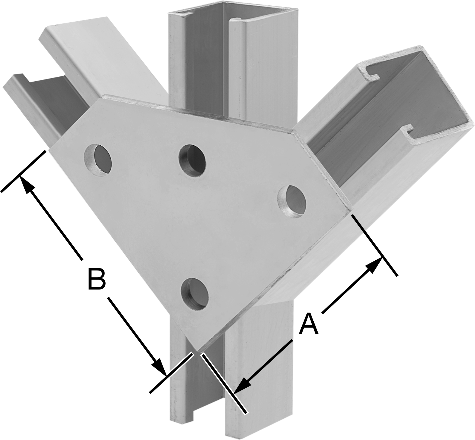 Strut Kanalı Braketi, Üçgen, Çinko Kaplı Çelik, 4-1/2" Uzunluk