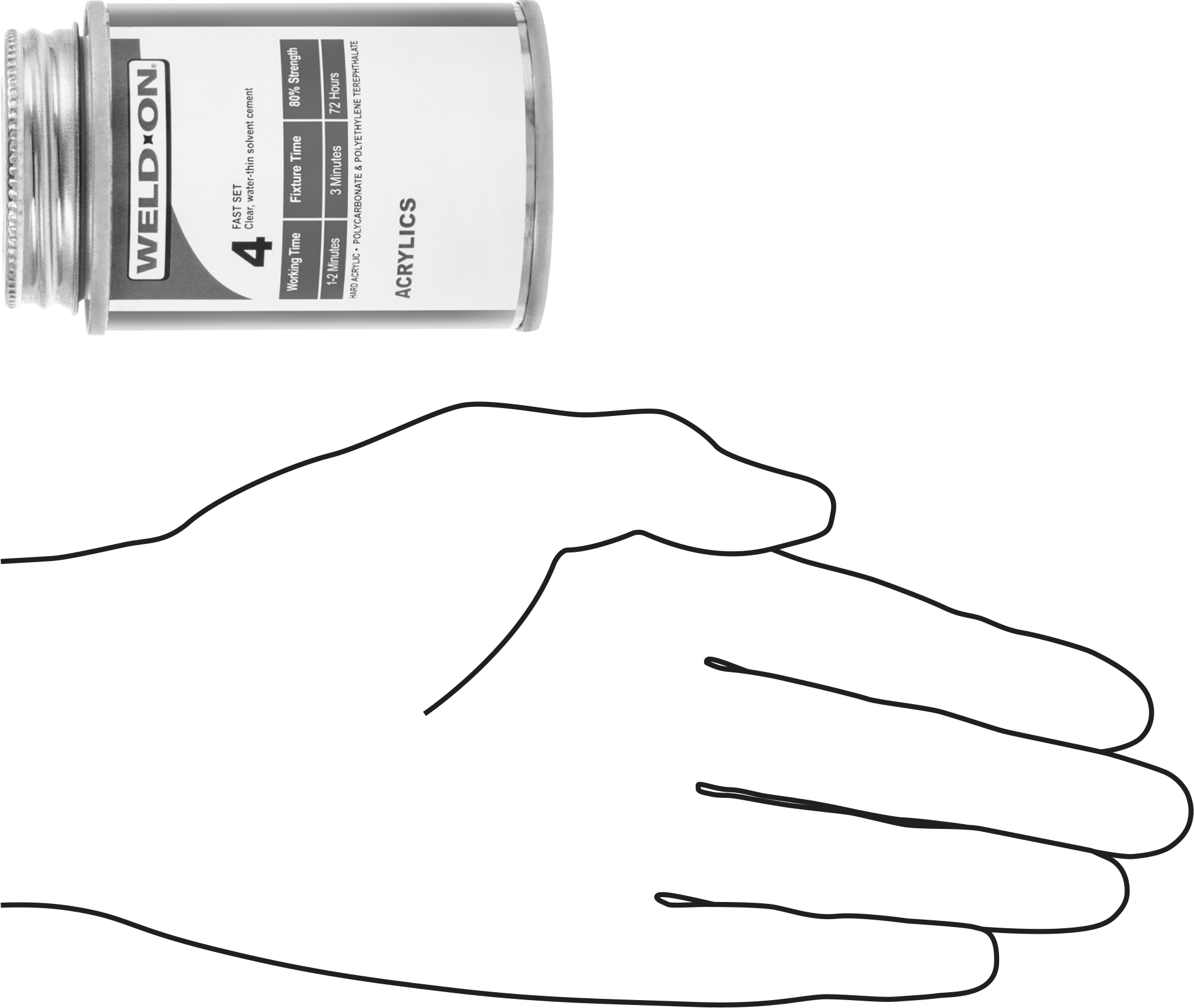 Akrilik için Beyazlatmayan Çimento, Scigrip, 4, 4 FL. oz. Kutu