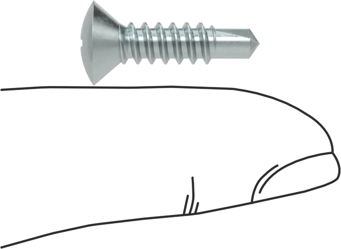 Metal için Oval Başlı Delme Vidaları, Çinko Kaplı Çelik, 10 Numaralı Boyut, 3/4" Uzunluk