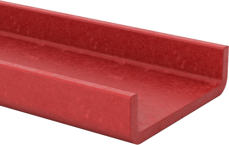 Ark Dirençli GPO3 Fiberglas U-Kanal, 1/8" Duvar Kalınlığı, 2 inç Genişlik x 9/16 inç Dış Yükseklik, 5 Fit Uzunluk